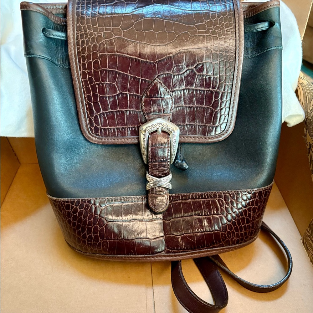 Brighton Brown Backpack with Croc-Embossed Design
